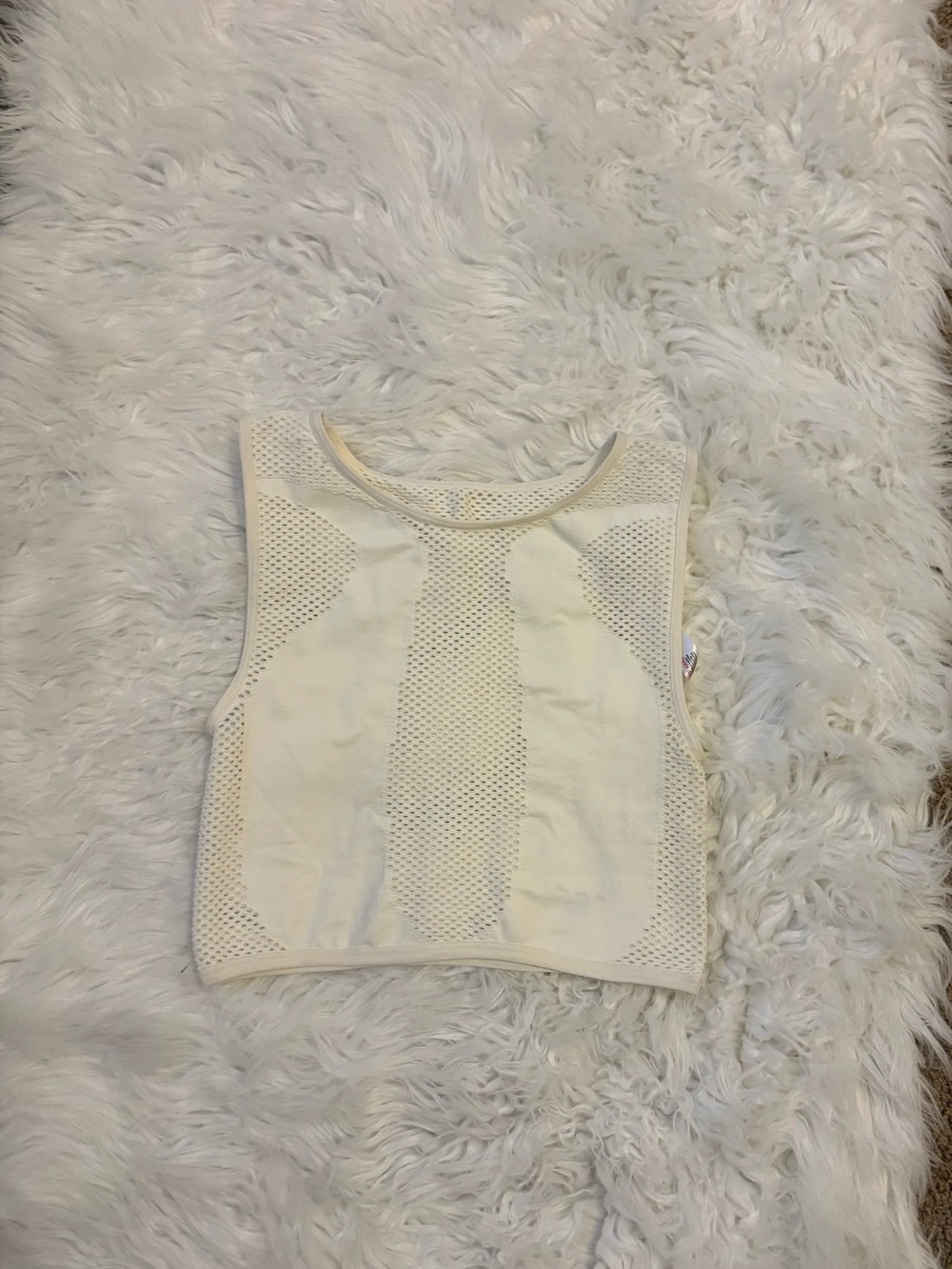 White/Cream Seamless Mesh Crop Top